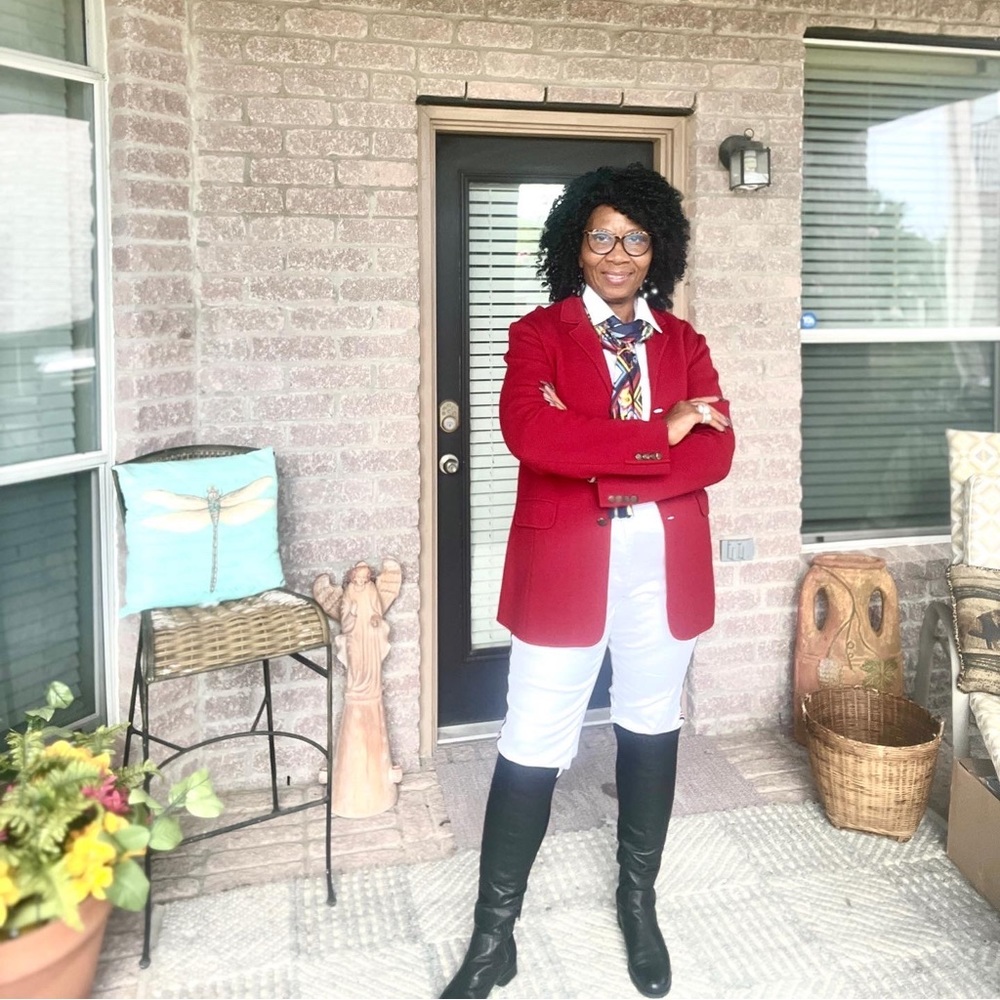 Shine on in a beautiful red jacket!